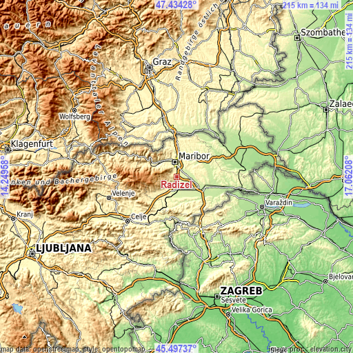 Topographic map of Radizel