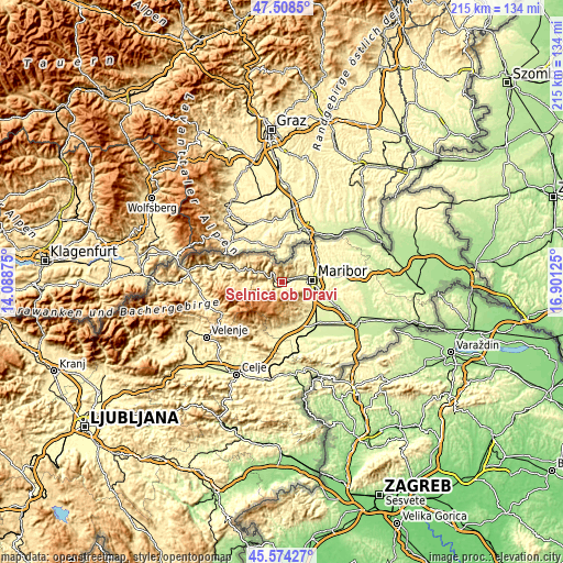 Topographic map of Selnica ob Dravi