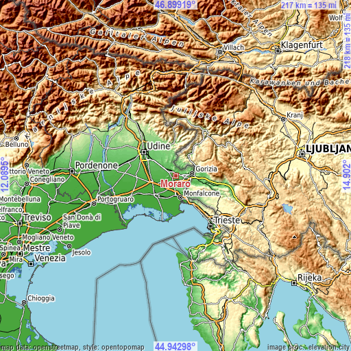 Topographic map of Moraro