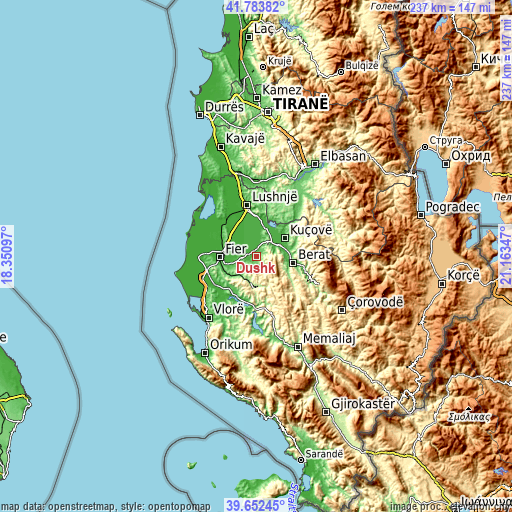 Topographic map of Dushk