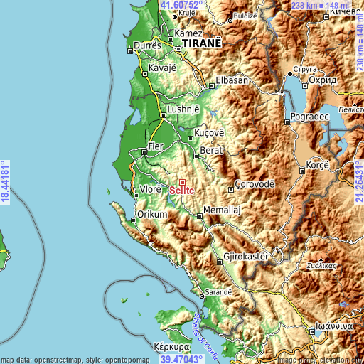 Topographic map of Selitë