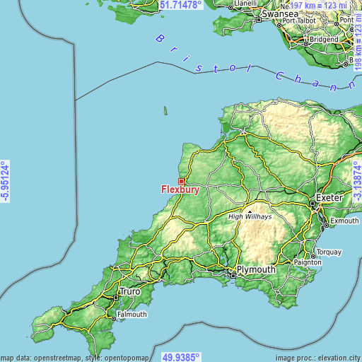 Topographic map of Flexbury