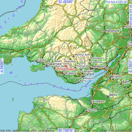 Topographic map of Price Town