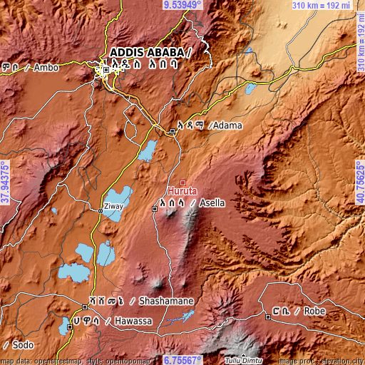 Topographic map of Huruta
