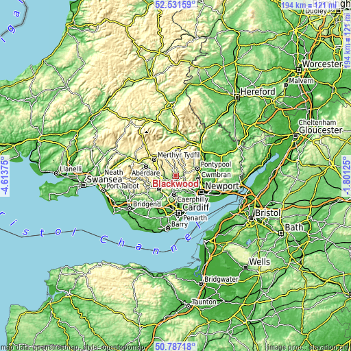 Topographic map of Blackwood