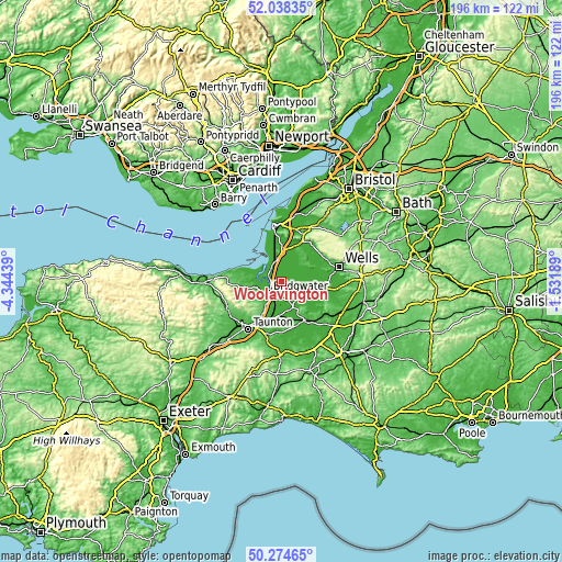 Topographic map of Woolavington