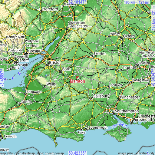 Topographic map of Marston