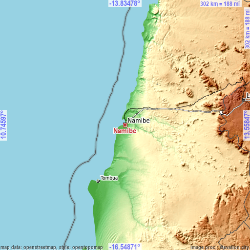 Topographic map of Namibe