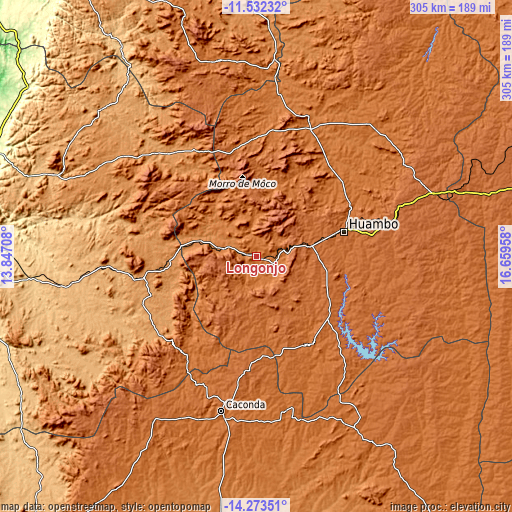 Topographic map of Longonjo