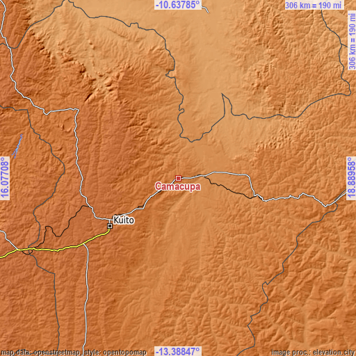 Topographic map of Camacupa