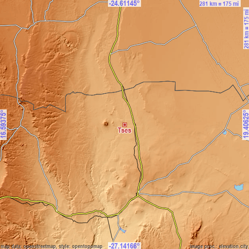 Topographic map of Tses