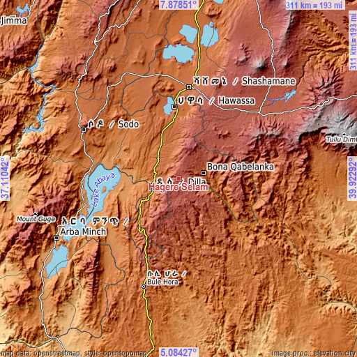 Topographic map of Hāgere Selam
