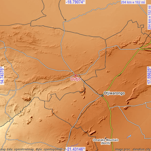 Topographic map of Outjo