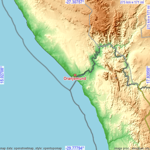 Topographic map of Oranjemund