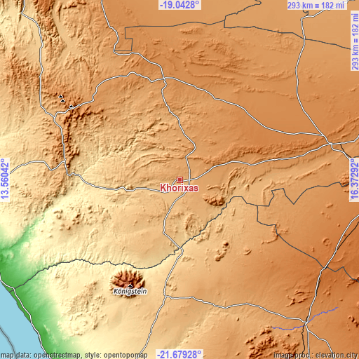 Topographic map of Khorixas