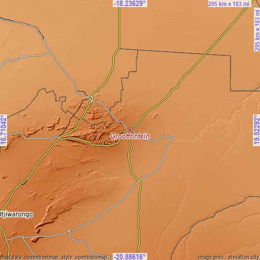 Topographic map of Grootfontein
