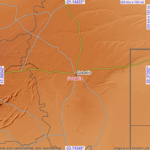 Topographic map of Gobabis