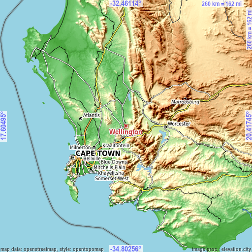 Topographic map of Wellington