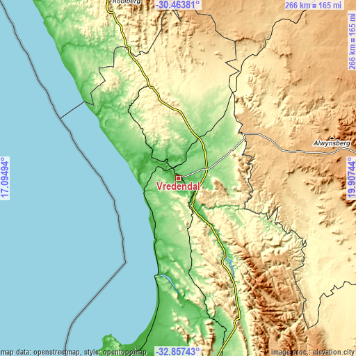 Topographic map of Vredendal