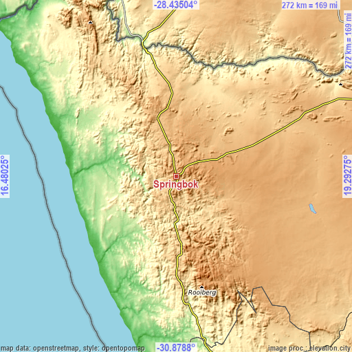 Topographic map of Springbok