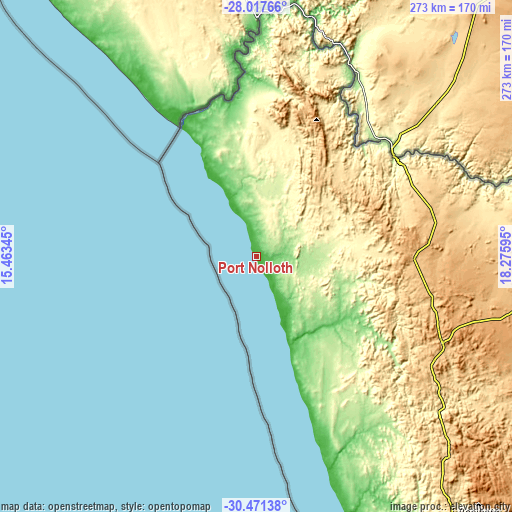 Topographic map of Port Nolloth