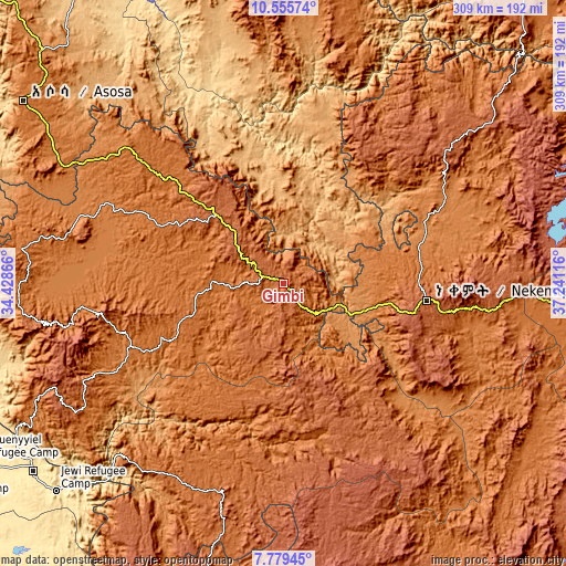 Topographic map of Gimbi