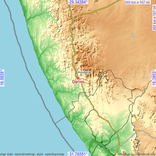 Topographic map of Garies