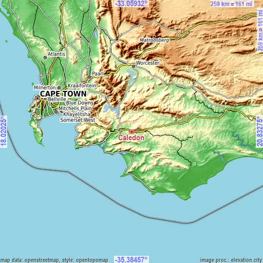 Topographic map of Caledon