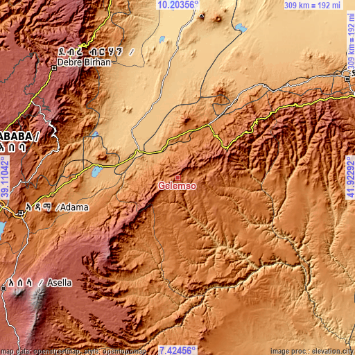 Topographic map of Gelemso