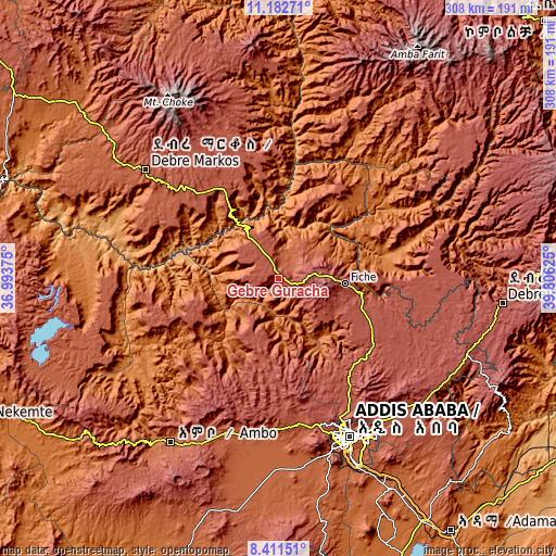 Topographic map of Gebre Guracha