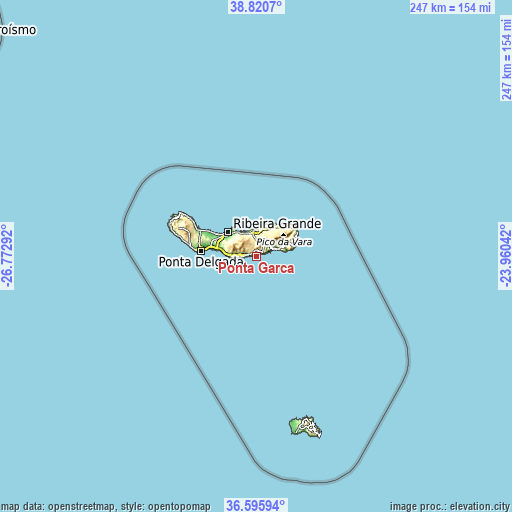 Topographic map of Ponta Garça