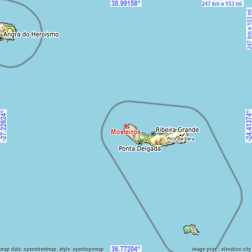 Topographic map of Mosteiros