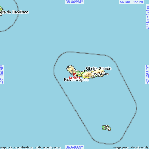 Topographic map of Arrifes