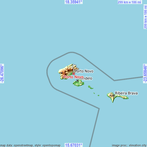 Topographic map of Porto Novo