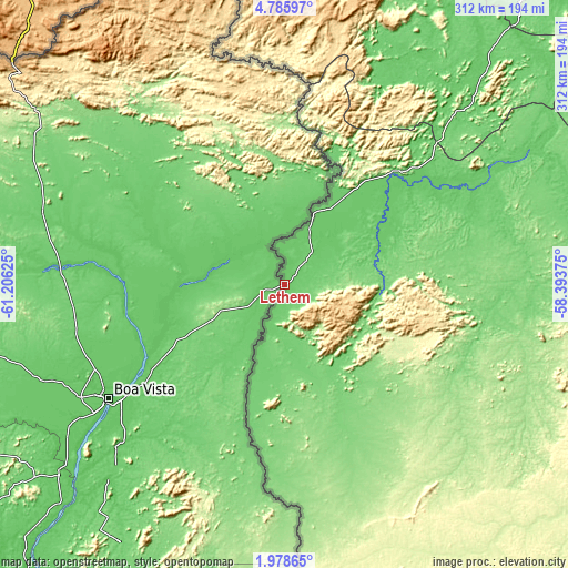 Topographic map of Lethem