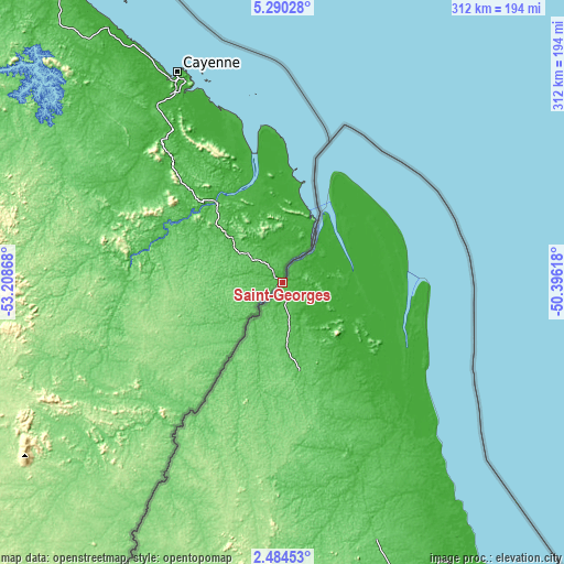 Topographic map of Saint-Georges