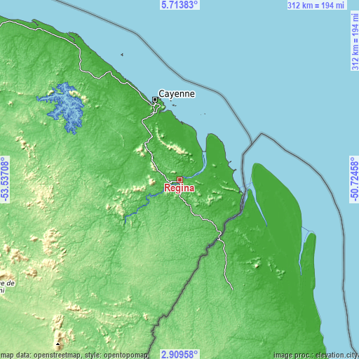 Topographic map of Régina