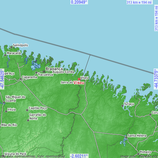 Topographic map of Viseu