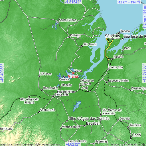 Topographic map of Viana