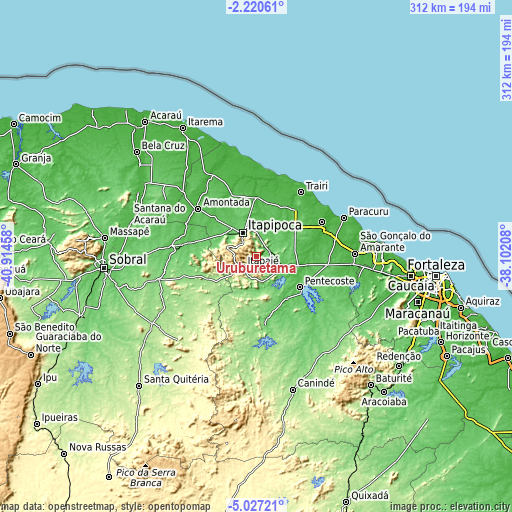 Topographic map of Uruburetama