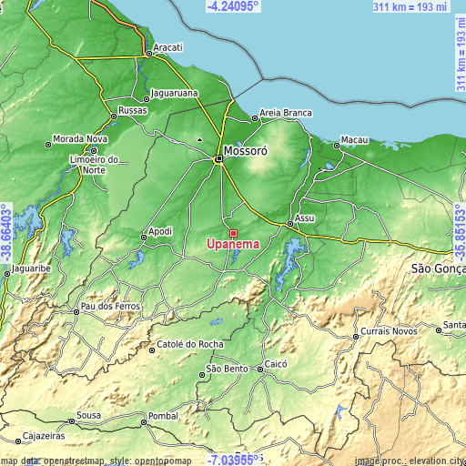 Topographic map of Upanema