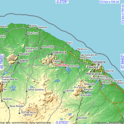 Topographic map of Umirim