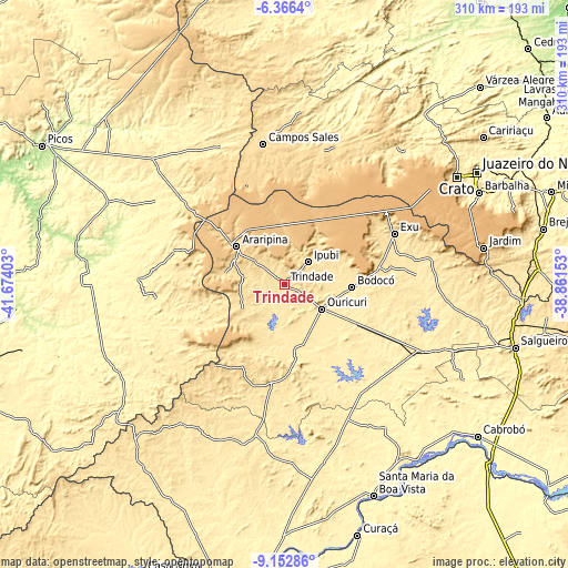 Topographic map of Trindade