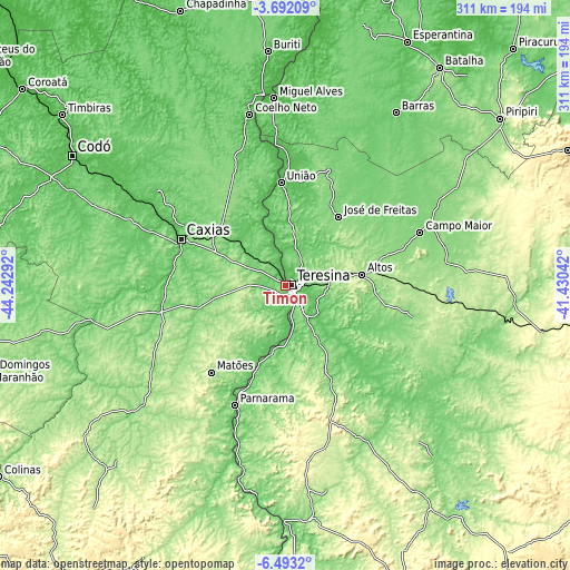 Topographic map of Timon