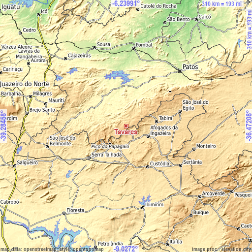 Topographic map of Tavares