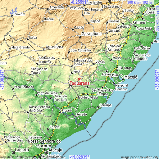 Topographic map of Taquarana