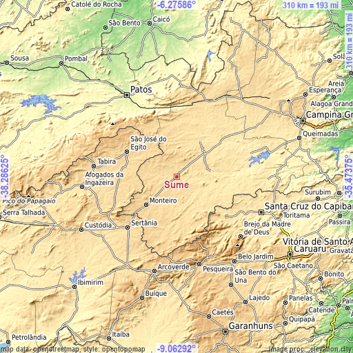 Topographic map of Sumé