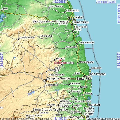 Topographic map of Solânea