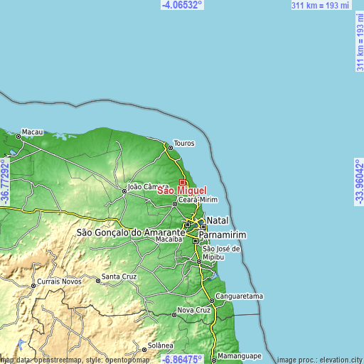 Topographic map of São Miguel