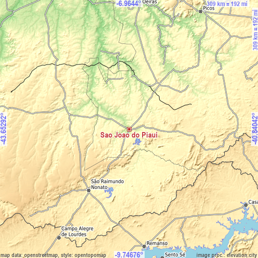 Topographic map of São João do Piauí